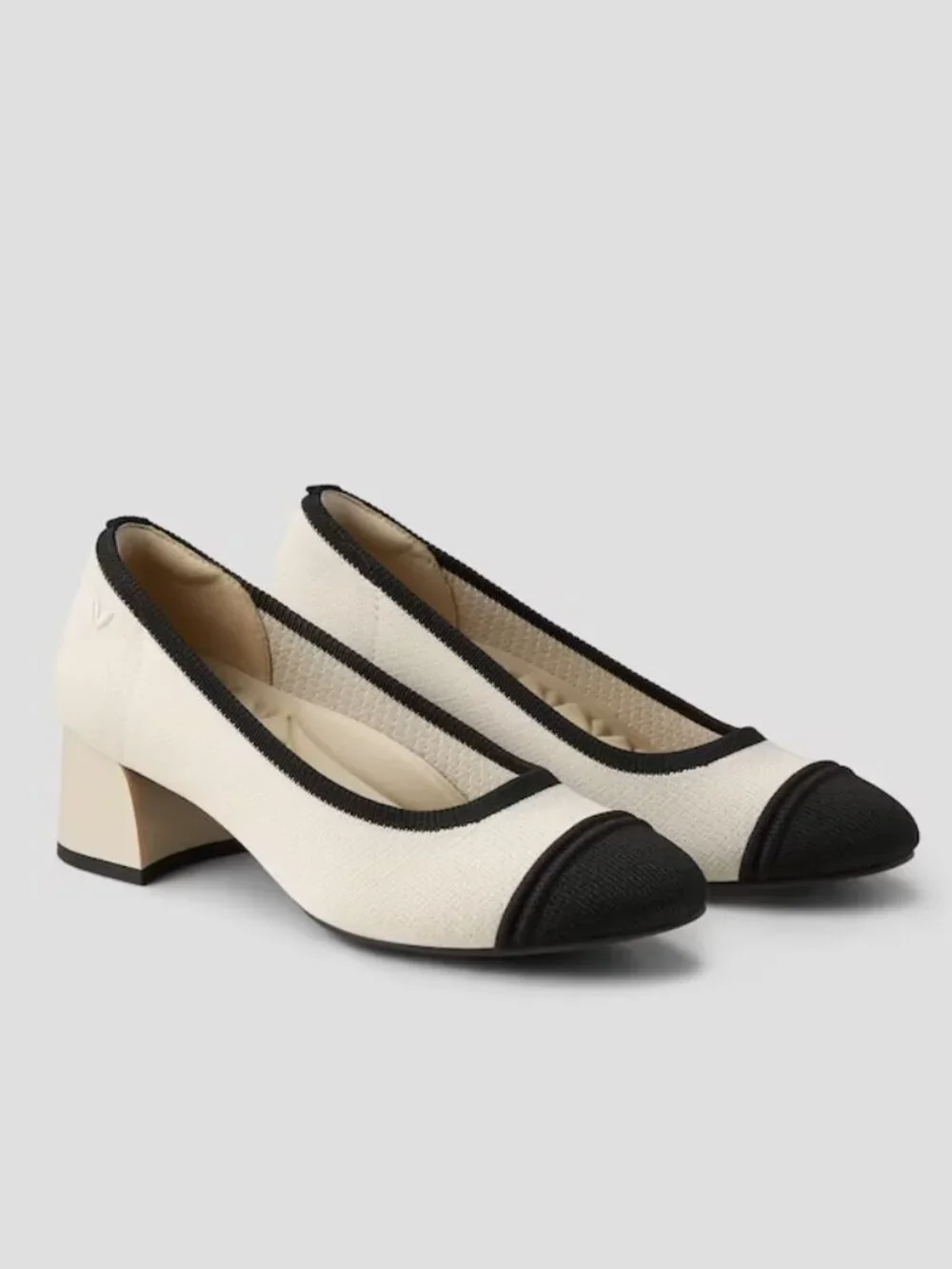 Vivaia Almond-Toe Chunky Heels (Julie Pro) Beige & Black Womens EU 37.5 US 6.5